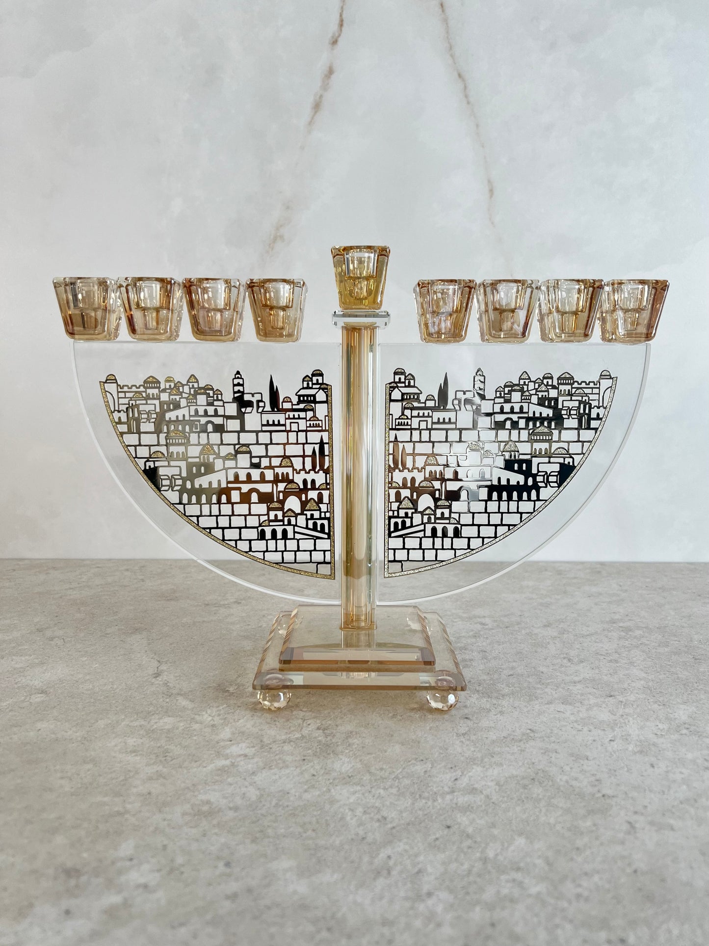 חנוכיית קריסטל - דגם ירושלים