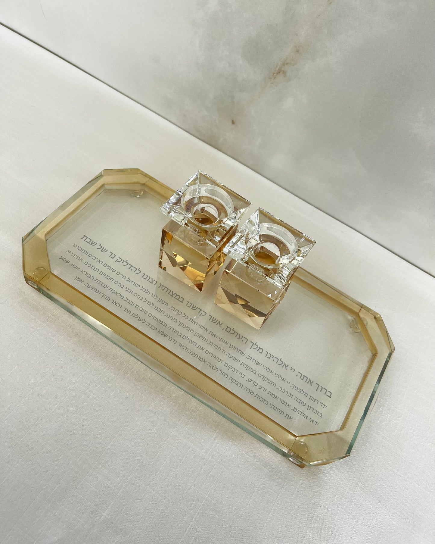 מארז פמוטים וברכון הדלקת נרות - לבן