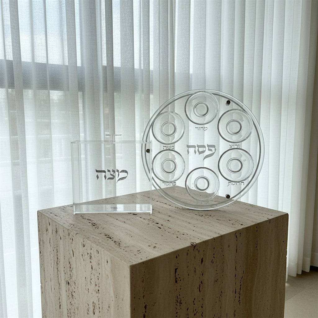 מארז קערת הפסח ומעמד למצה - כסף