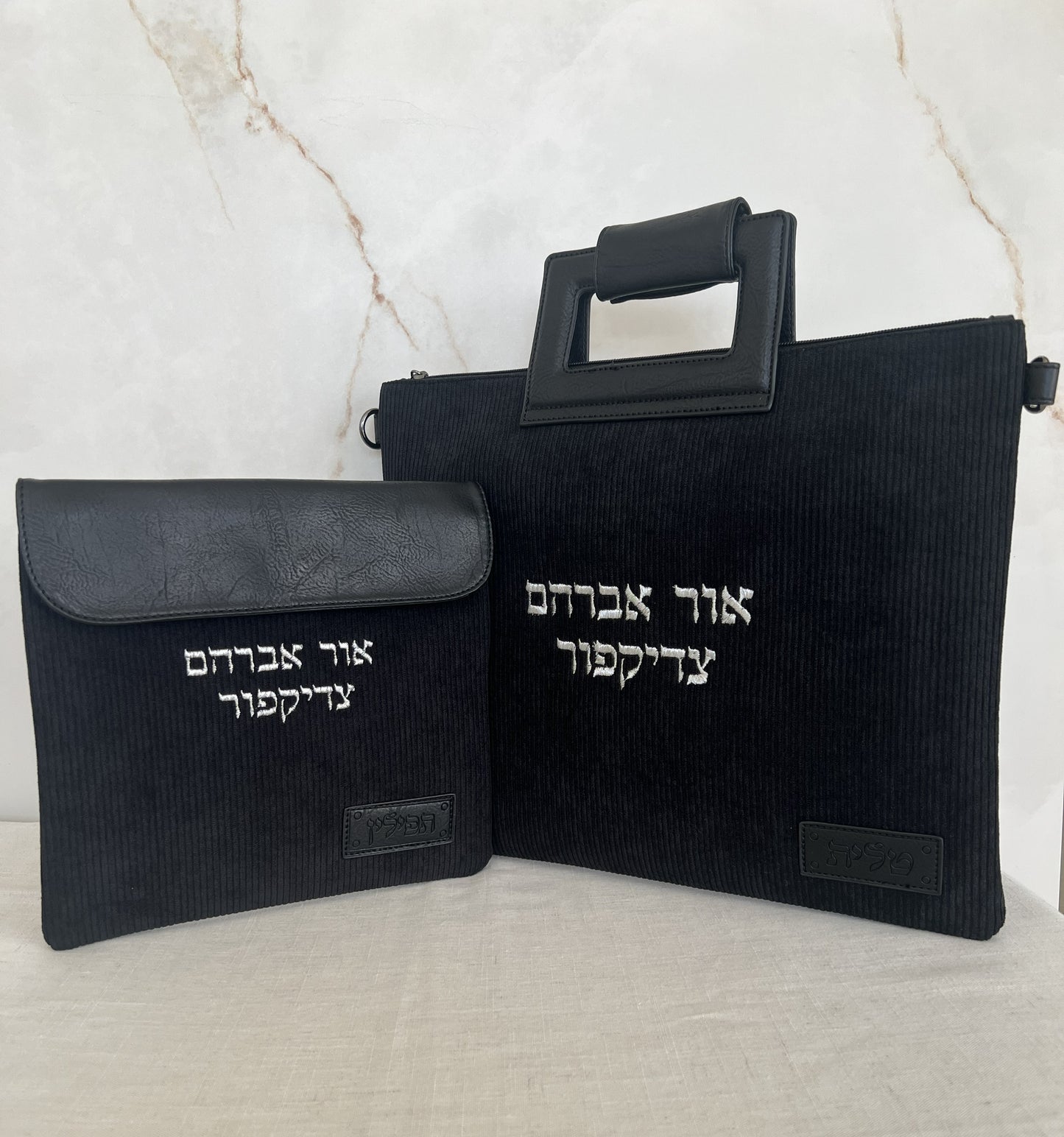תיק טלית ותפילין דגם קורדרוי - שחור