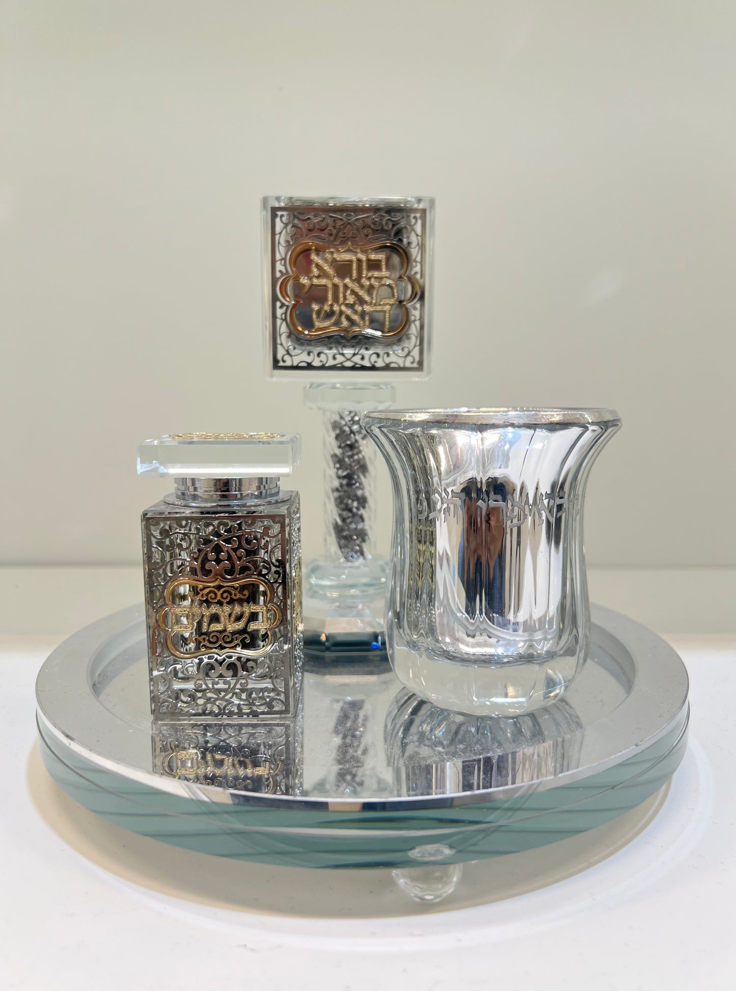 סט הבדלה מהודר - מגש עגול