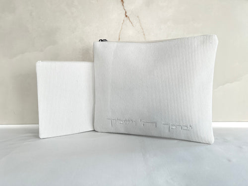 כיסוי טלית ותפילין - דגם קורדרוי לבן