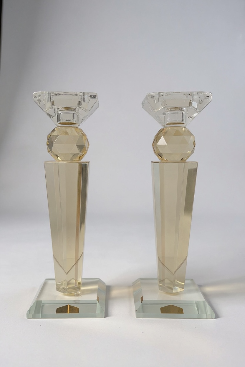 פמוטי קריסטל - דגם שקד